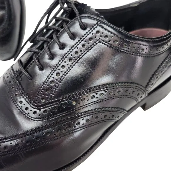 Florsheim Lexington Mens 9 Dress Shoes Wingtip Brogue Oxford Black Leather 17066