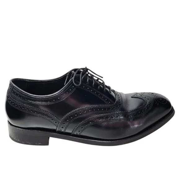 Florsheim Lexington Mens 9 Dress Shoes Wingtip Brogue Oxford Black Leather 17066