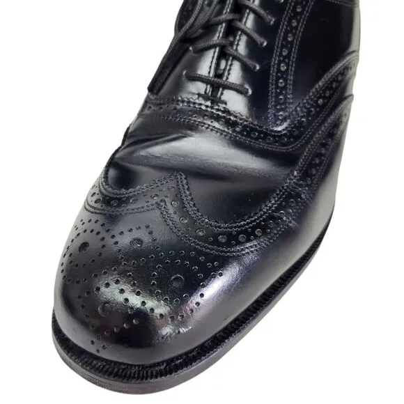 Florsheim Lexington Mens 9 Dress Shoes Wingtip Brogue Oxford Black Leather 17066