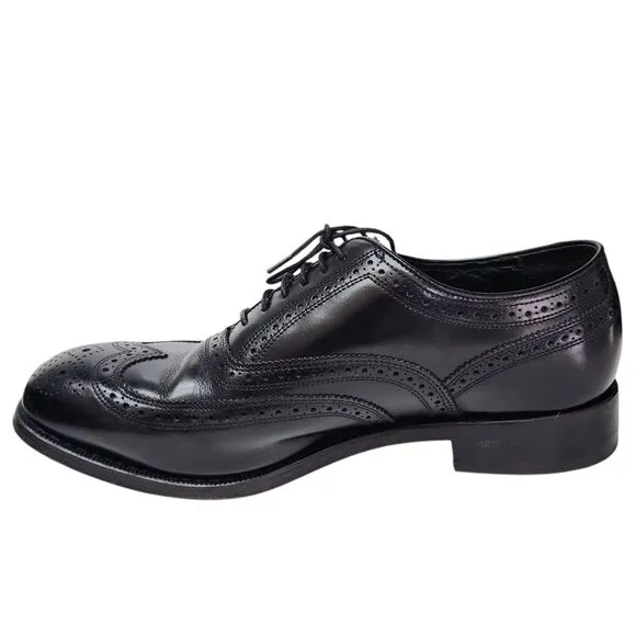 Florsheim Lexington Mens 9 Dress Shoes Wingtip Brogue Oxford Black Leather 17066