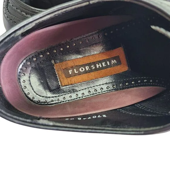 Florsheim Lexington Mens 9 Dress Shoes Wingtip Brogue Oxford Black Leather 17066