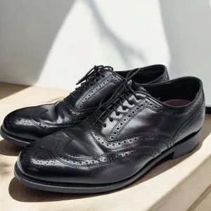Florsheim Lexington Mens 9 Dress Shoes Wingtip Brogue Oxford Black Leather 17066