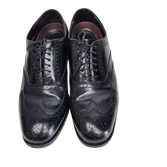 Florsheim Lexington Mens 9 Dress Shoes Wingtip Brogue Oxford Black Leather 17066