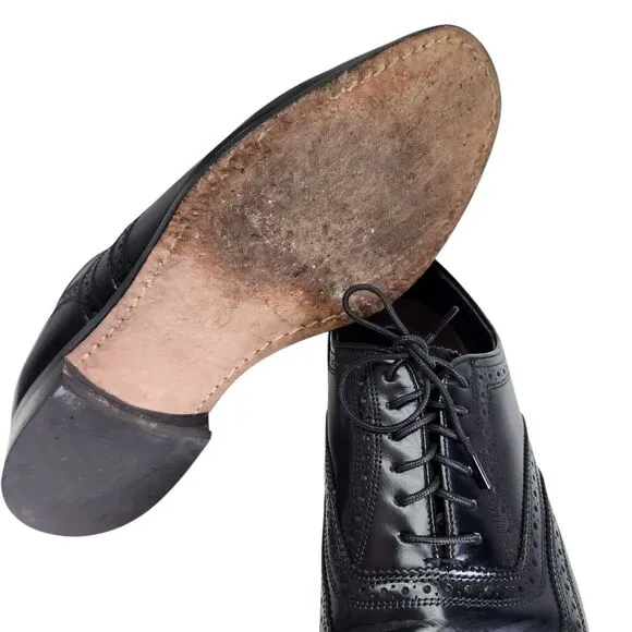 Florsheim Lexington Mens 9 Dress Shoes Wingtip Brogue Oxford Black Leather 17066