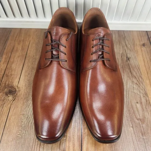 Florsheim Postino Plain Toe Oxford Mens Sz 8 M Cognac Brown Leather Dress Shoes