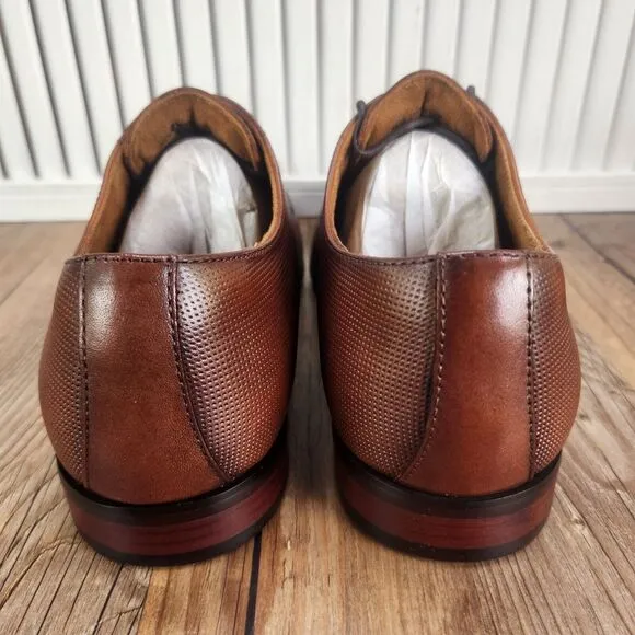 Florsheim Postino Plain Toe Oxford Mens Sz 8 M Cognac Brown Leather Dress Shoes