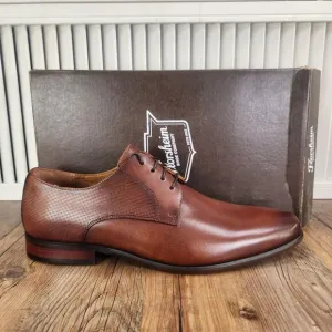 Florsheim Postino Plain Toe Oxford Mens Sz 8 M Cognac Brown Leather Dress Shoes