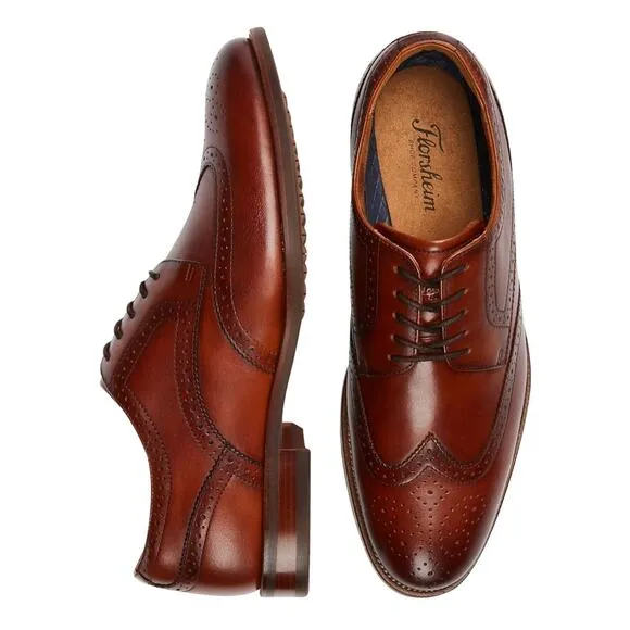 Florsheim Remi Wing Tip Oxford Dress Shoes Brown Leather Mens 10D Classic Luxury
