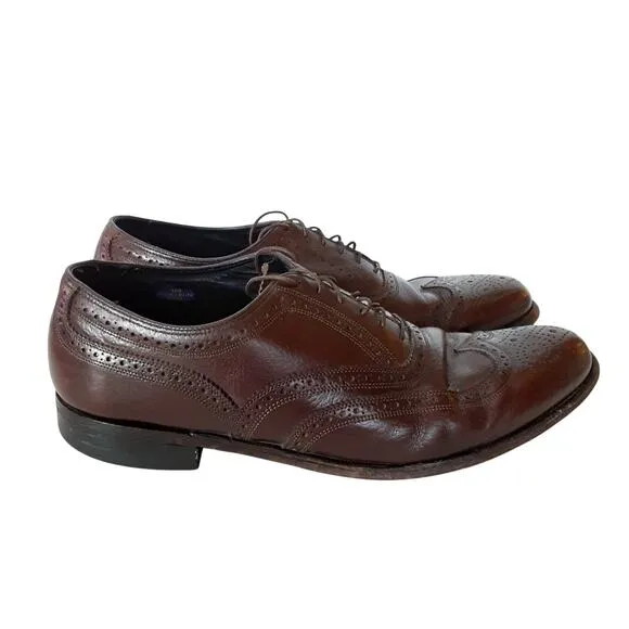 Florsheim Remi Wing Tip Oxford Dress Shoes Brown Leather Mens 10D Classic Luxury