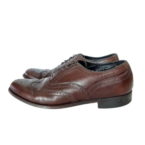 Florsheim Remi Wing Tip Oxford Dress Shoes Brown Leather Mens 10D Classic Luxury