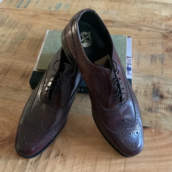 Florsheim Wingtip Leather Lace Up Formal Maroon  Shoes Size 11