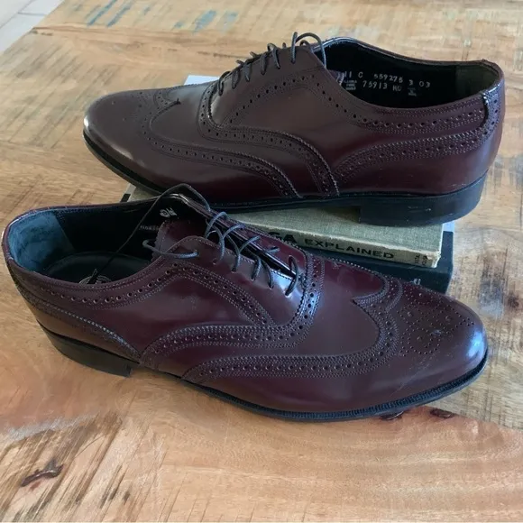 Florsheim Wingtip Leather Lace Up Formal Maroon  Shoes Size 11