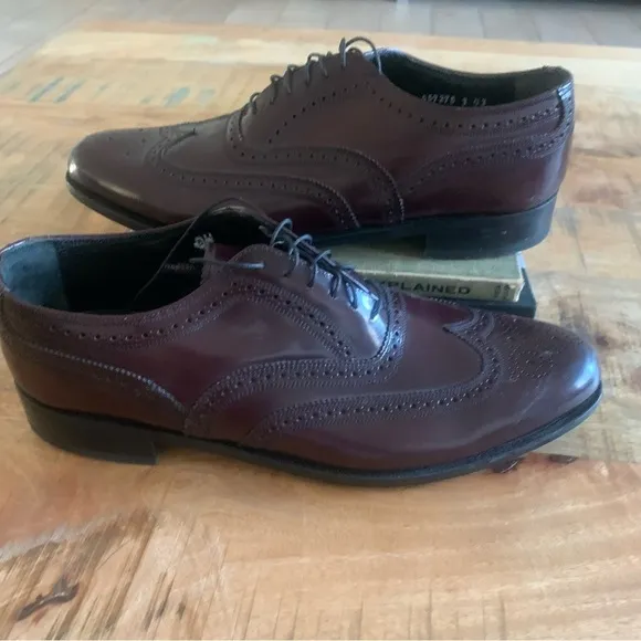 Florsheim Wingtip Leather Lace Up Formal Maroon  Shoes Size 11