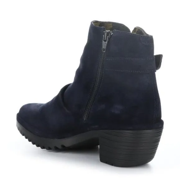 Fly London $335 WINA346FLY Wina Navy Oil Suede Bootie Euro Sz 41 NIB!