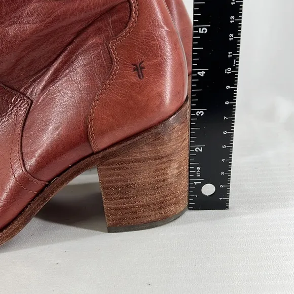 Flynn Short Cognac Brown Real Leather Zipper Block Heel Ankle Booties