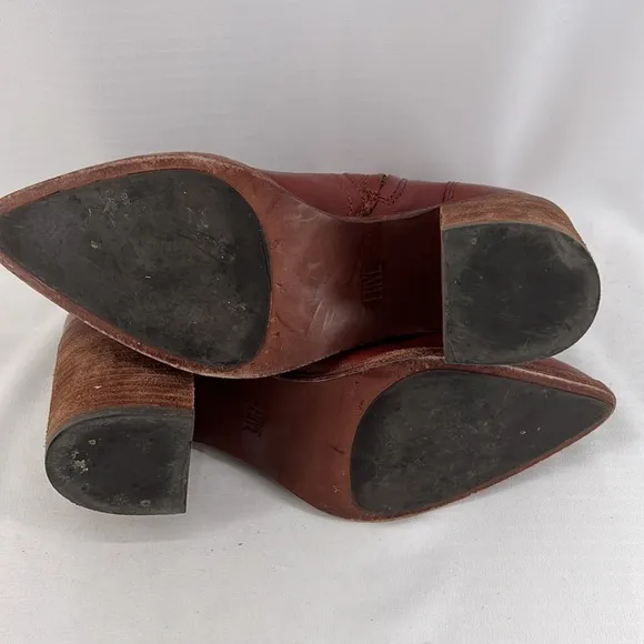 Flynn Short Cognac Brown Real Leather Zipper Block Heel Ankle Booties