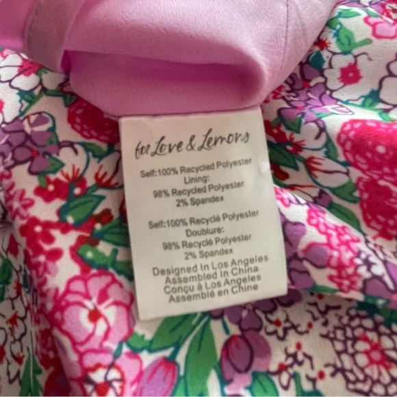 For Love &amp; Lemons Katarina Pink Purple Floral Open Back Ruffle Midi Dress Size S