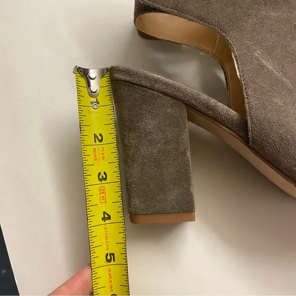 Franco Fortini brown Lisa leather suede block heel open toe pump shoes booties 9