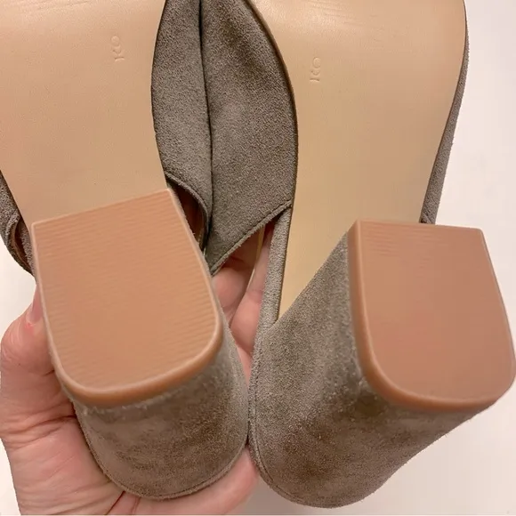 Franco Fortini brown Lisa leather suede block heel open toe pump shoes booties 9