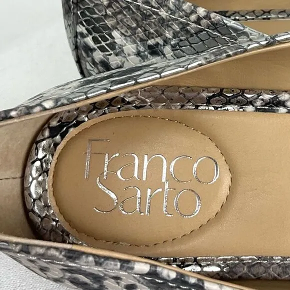 Franco Sarto Ailee Flats Metallic Snakeskin Ballet Flat Sz 6 Square Toe