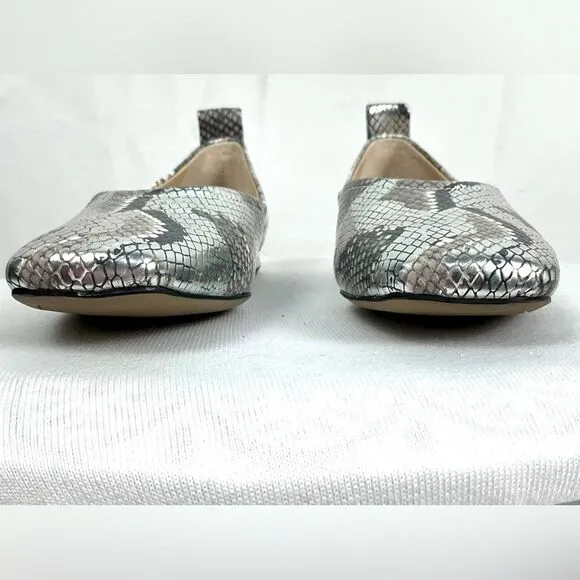Franco Sarto Ailee Flats Metallic Snakeskin Ballet Flat Sz 6 Square Toe