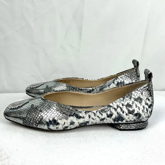 Franco Sarto Ailee Flats Metallic Snakeskin Ballet Flat Sz 6 Square Toe
