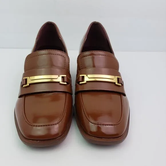 Franco Sarto Dalia Womens Size 5 Brown Slip On Formal 2&quot; Heel Pumps Loafer Shoes