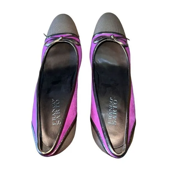 Franco Sarto L - Proud Bright Fucshia/Wheat/Gold Round Toe Heels Womens Sz 10