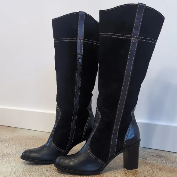 Franco Sarto | Tall Black Leather Heeled Boots