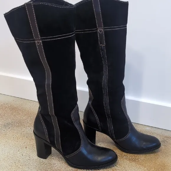 Franco Sarto | Tall Black Leather Heeled Boots