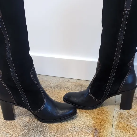 Franco Sarto | Tall Black Leather Heeled Boots