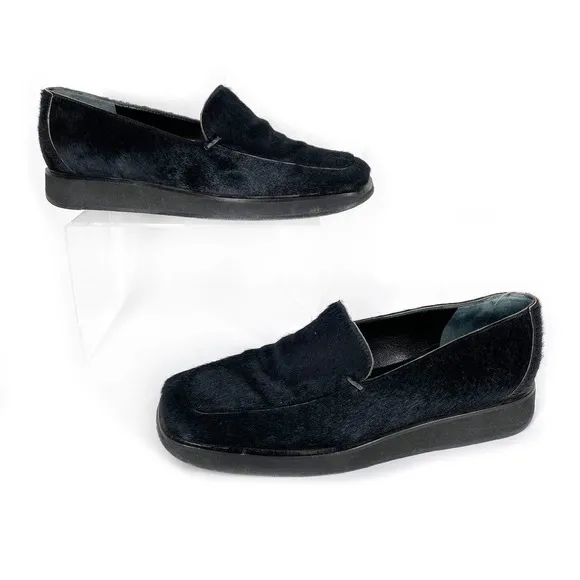 Fratelli Rossetti Black Calfhair Loafers Flat Leather Slip On Driving Shoes 6.5