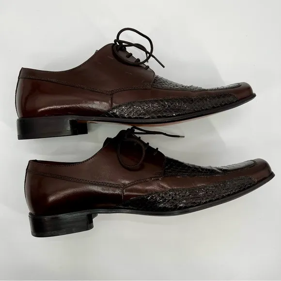 Fratelli Rossetti Men's Brown Leather Dress Shoes Genuine Snakeskin Leather 12