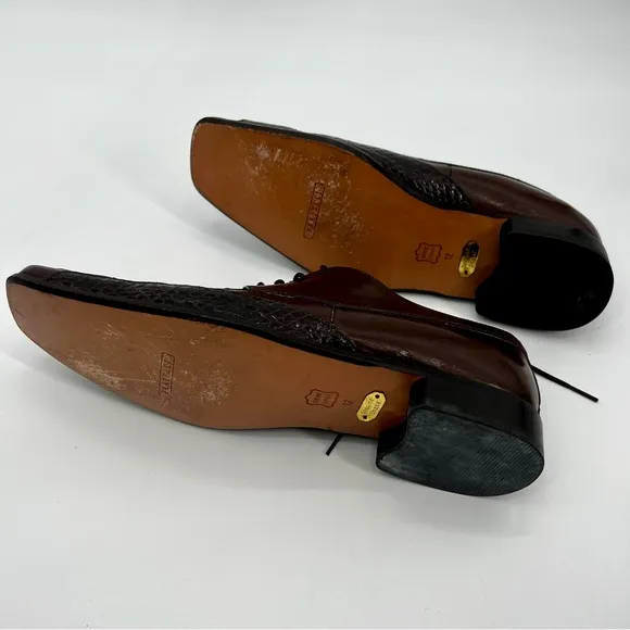 Fratelli Rossetti Men's Brown Leather Dress Shoes Genuine Snakeskin Leather 12