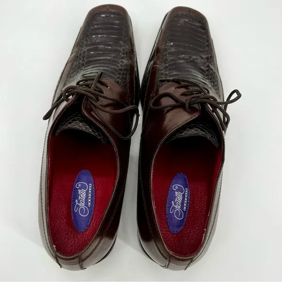 Fratelli Rossetti Men's Brown Leather Dress Shoes Genuine Snakeskin Leather 12