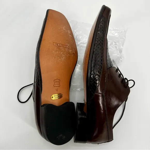 Fratelli Rossetti Men's Brown Leather Dress Shoes Genuine Snakeskin Leather 12