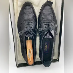 FRATELLI ROSSETTI Solid Black Lizard Tasseled Oxford Dress Shoes - 8​​​​​​