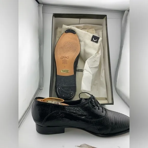 FRATELLI ROSSETTI Solid Black Lizard Tasseled Oxford Dress Shoes - 8​​​​​​
