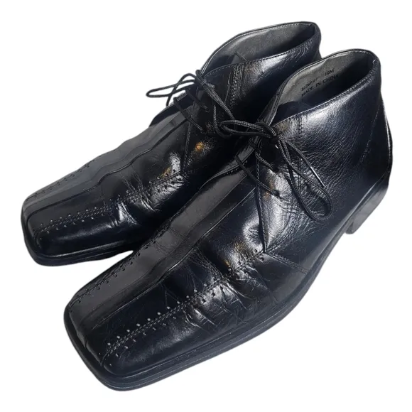 FRATELLI Shoes Mens Leather Size 10 M Square Toe Black Fratelli Footwear Dress