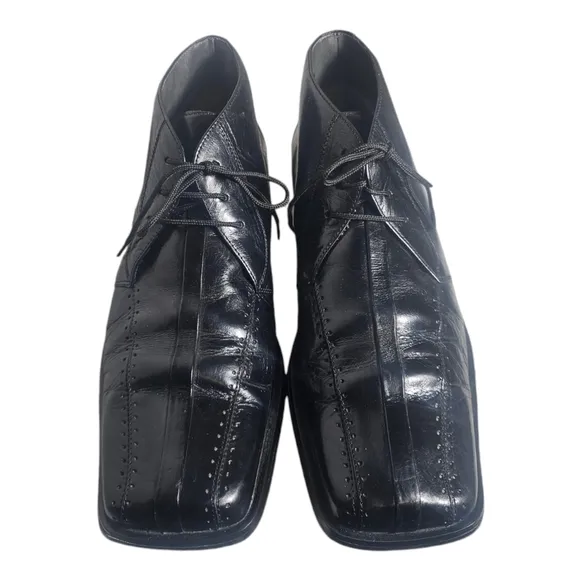 FRATELLI Shoes Mens Leather Size 10 M Square Toe Black Fratelli Footwear Dress