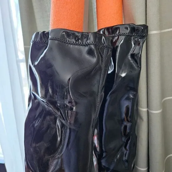 Free People Boots Over The Knee Go Go Gloss Black Patent Leather Casual Neutral