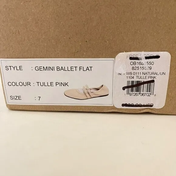 Free People Gemini Leather Ballet Flats Tan Pink Shoes Size 8