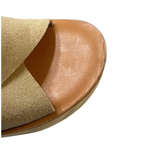 FREE PEOPLE Kora Platform Clog In Taupe Suede Sz 41 / 11 Wood Heels Open Toe NEW