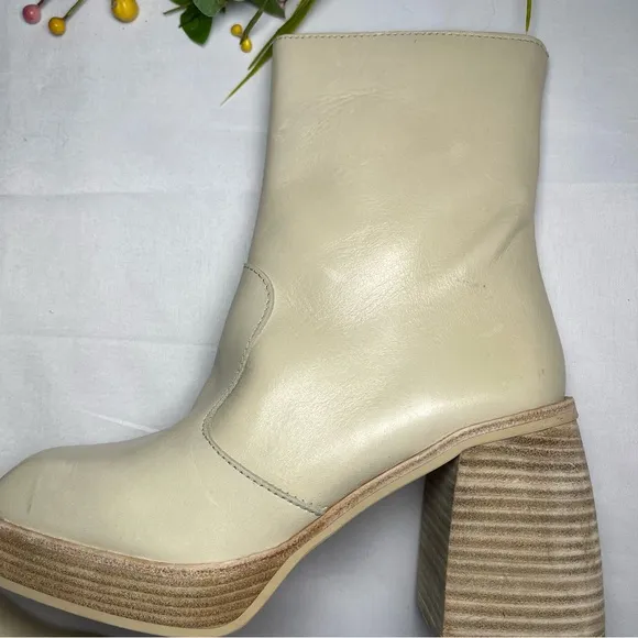 Free People Ruby Platform Boots Bootie Bone Tan Brown Women 39