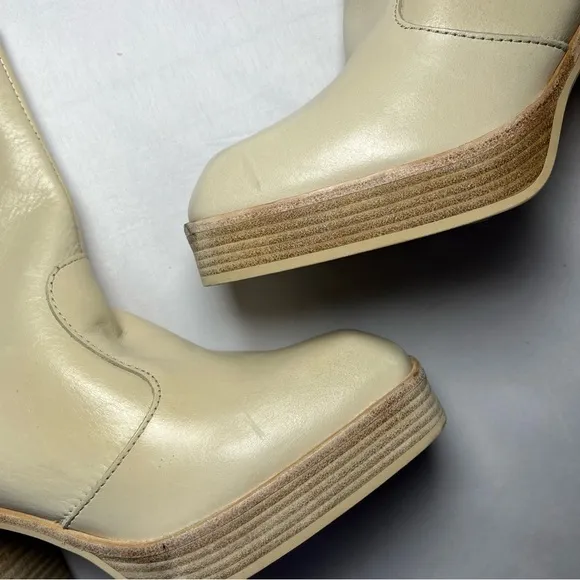 Free People Ruby Platform Boots Bootie Bone Tan Brown Women 39