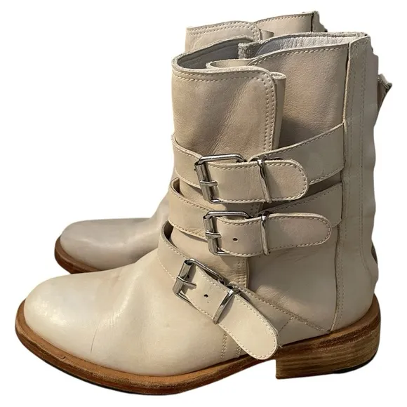 Free People Sunbelt Santa Fe Moto Boot In Bone