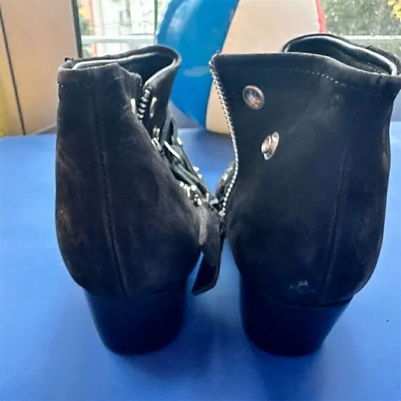 Free People Women's Black Studded Western Ankle Boots Size 6.5