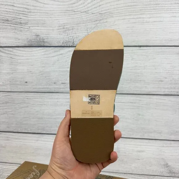 Free People Women's Stormy Sea Teal Summer Hadden Slide Sandals Size 8