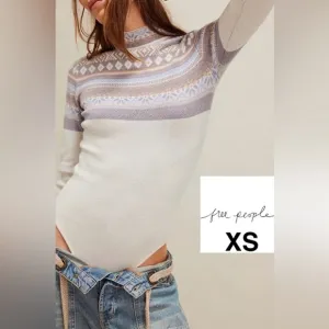 Free People - Women's Winter Warmer Bodysuit -Frost Combo. Size: XS. NWT. (1843)
