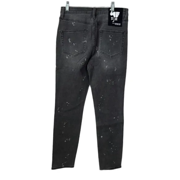 Free People x Sandrine Rose Black Gray Polka Dot Skinny Jeans Size 28